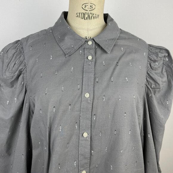 GAP Grey Shirt With Silver Plumetis - Made in India - Picture 1 of 9